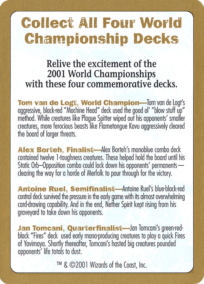 2001 World Championships Ad [World Championship Decks 2001]