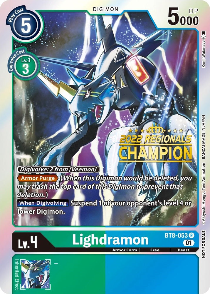 Lighdramon [BT8-053] (2022 Championship Offline Regional) (Online Champion) [New Awakening Promos]